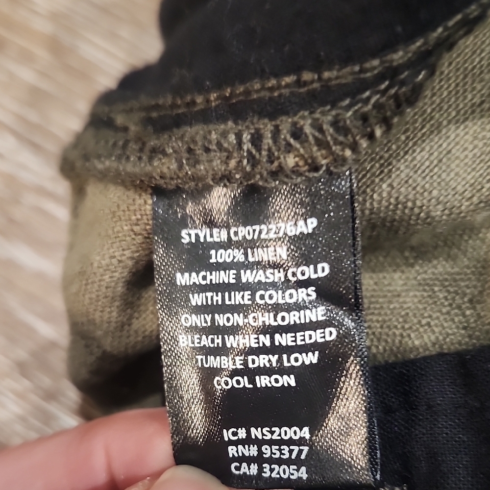 Sanctuary x Anthropologie 100% Linen Green Camo Cropped Ankle Pants Gorpcore Sm - Picture 12 of 12